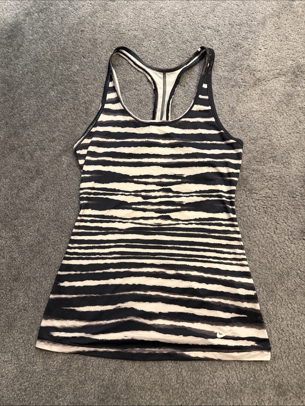 Nike Women’s Black and White Striped Racerback Tank